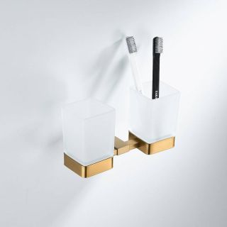 Стакан для ванной комнаты двойной Shevanik SG5622G золотой сатин